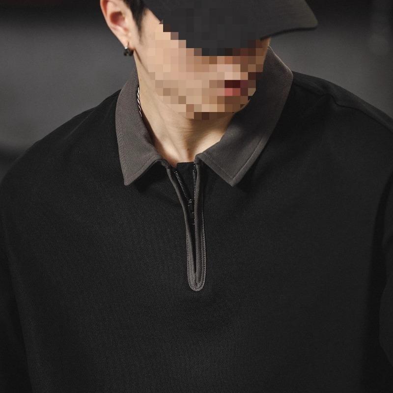 Men's Quarter Zip Contrast Collar Polo Shirt Casual Loose Fit Streetwear Top