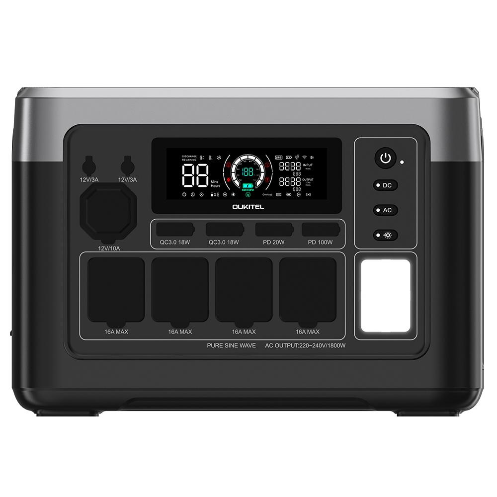 OUKITEL P1000 PLUS Portable Power Station, 1800W 1024Wh Solar Generator with LiFePO4 Battery, Fast Charging