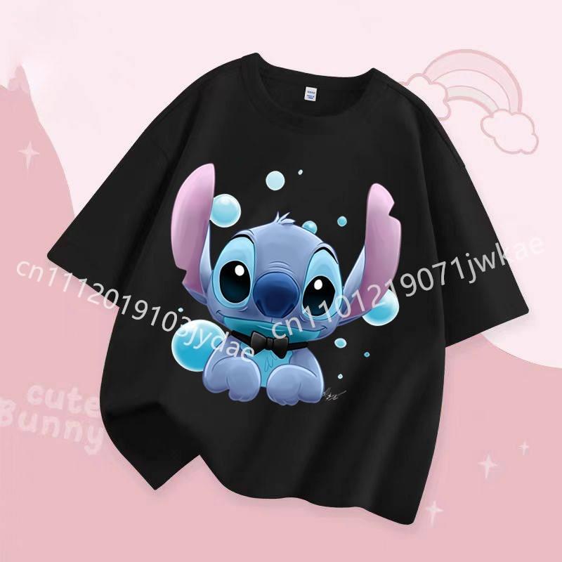 Stitch Kids T Shirt Cute Cartoon Print Short-Sleeved Fashion Casual Round Neck T-Shirt for Boys and Girls Daily Tops