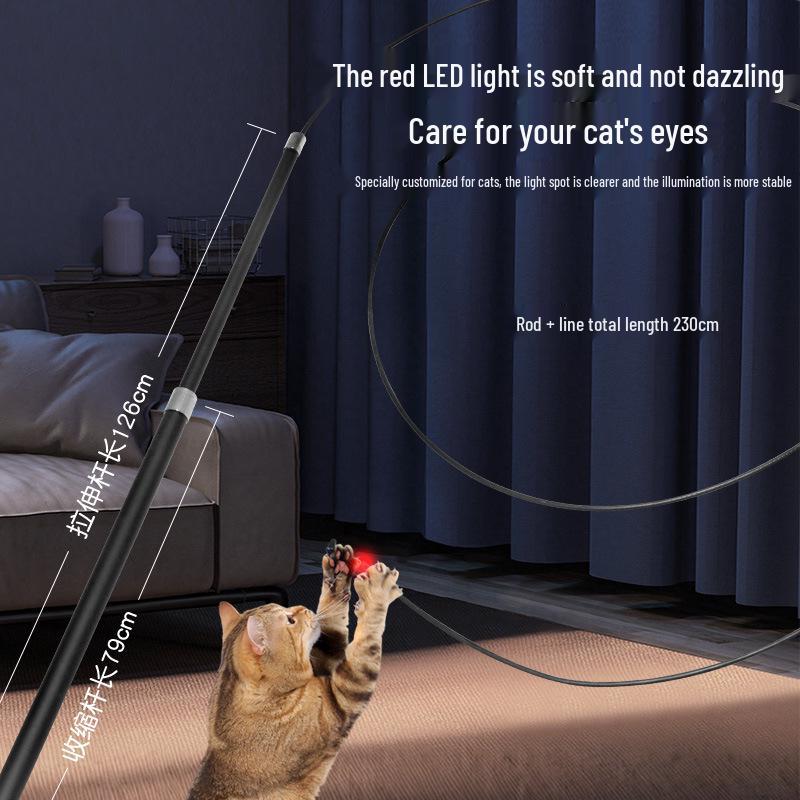 2-Section Telescopic LED Cat Teaser with USB Charging & Long Battery Life