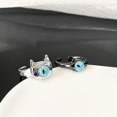 Little Monster Abnormal Pupil Cat Childlike Fun Cute Funny Year Ring Index Finger Ring Niche Design Ring
