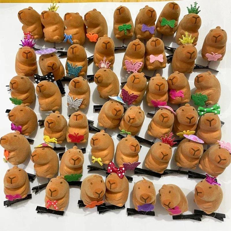 10-100PCS Kawaii Hair Clip Fashion Children Bow 3D Capybara Animal Plush Hairpin Funny Style Duckbill Clips Headdress Gifts