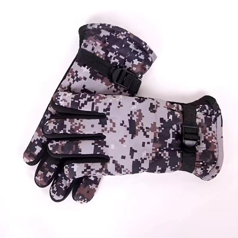 Winter camouflage thickened velvet cold-proof, warm and non-slip men's and women's gloves