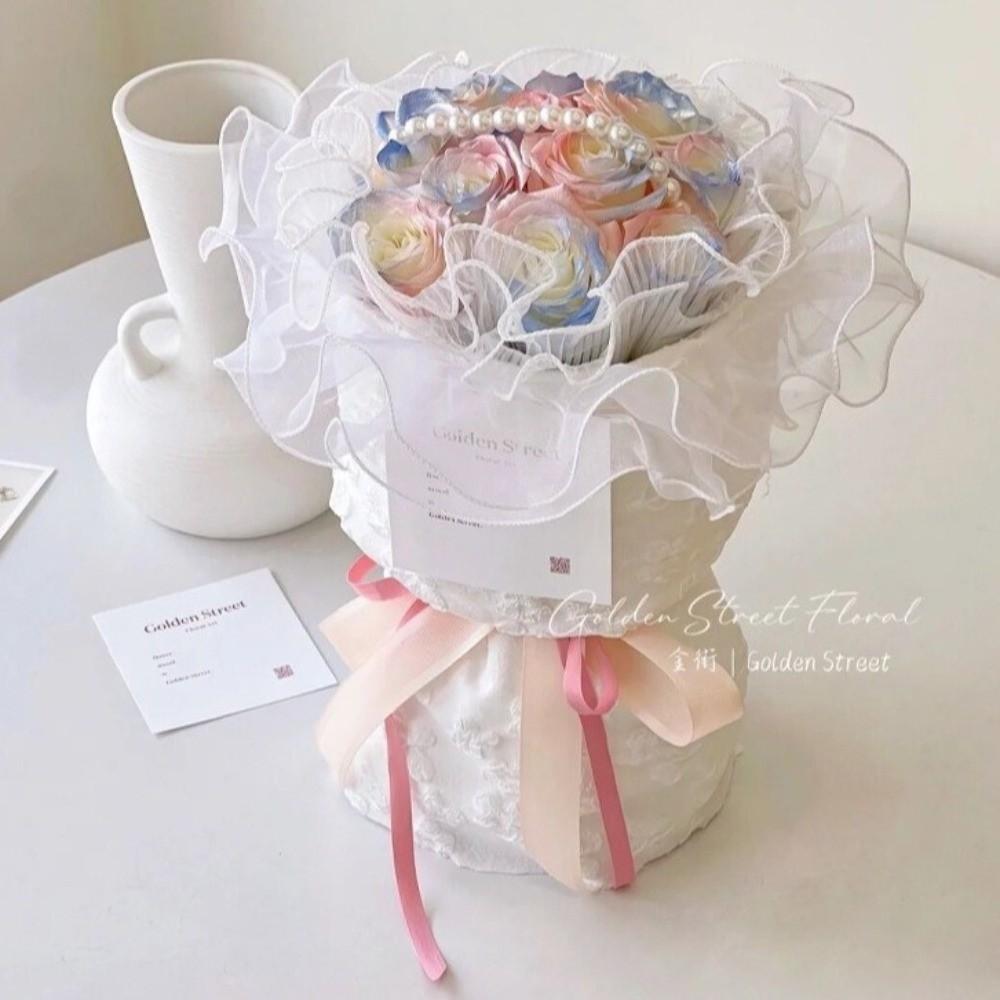 Pearl Lace Net Flower Wrap Paper Lace Mesh Bouquet Packaging Holiday Party Decoration