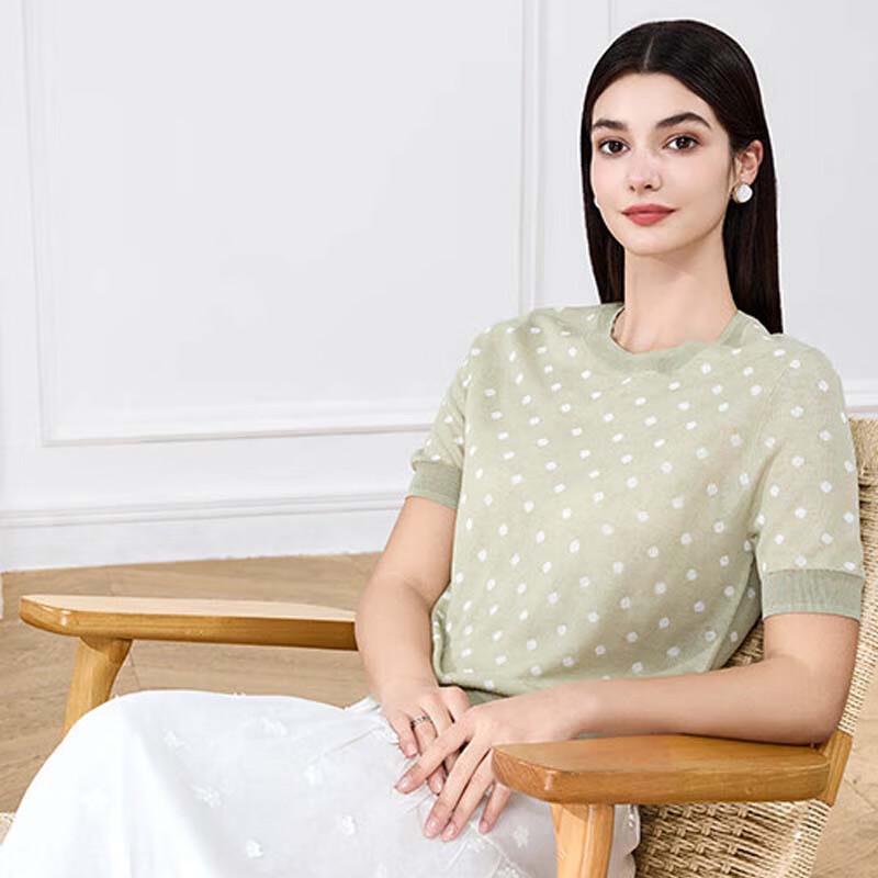 JESSIE Women's Polka Dot Short Sleeve Knit Top