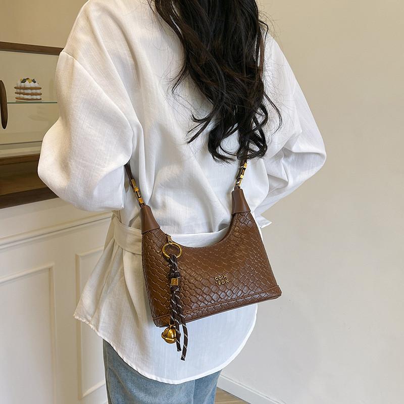 Pattern Pu Lattice Handbag Solid Color Single Shoulder Crossbody Fashion Bag