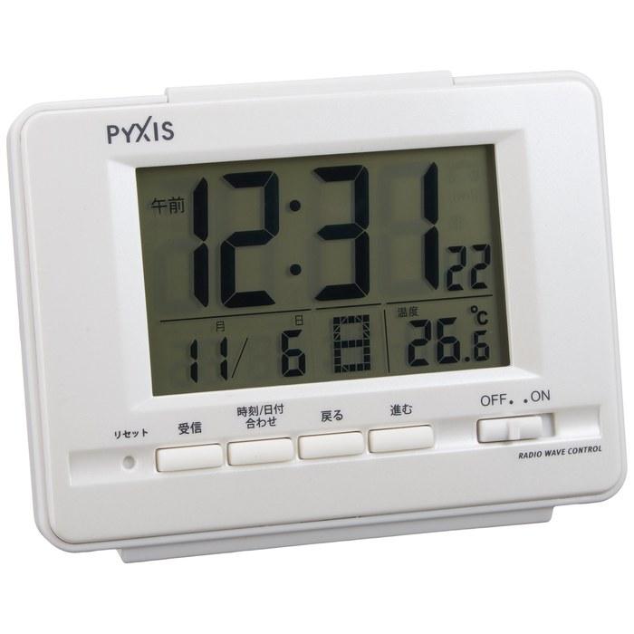 Seiko Clock Alarm Clock Radio Digital Calendar Temperature Display PYXIS White Pearl NR535H