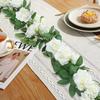2pcs 86.61inch Artificial Garland - White Roses & Faux Ivy for Outdoor Weddings, Garden Backdrops & Christmas Decor