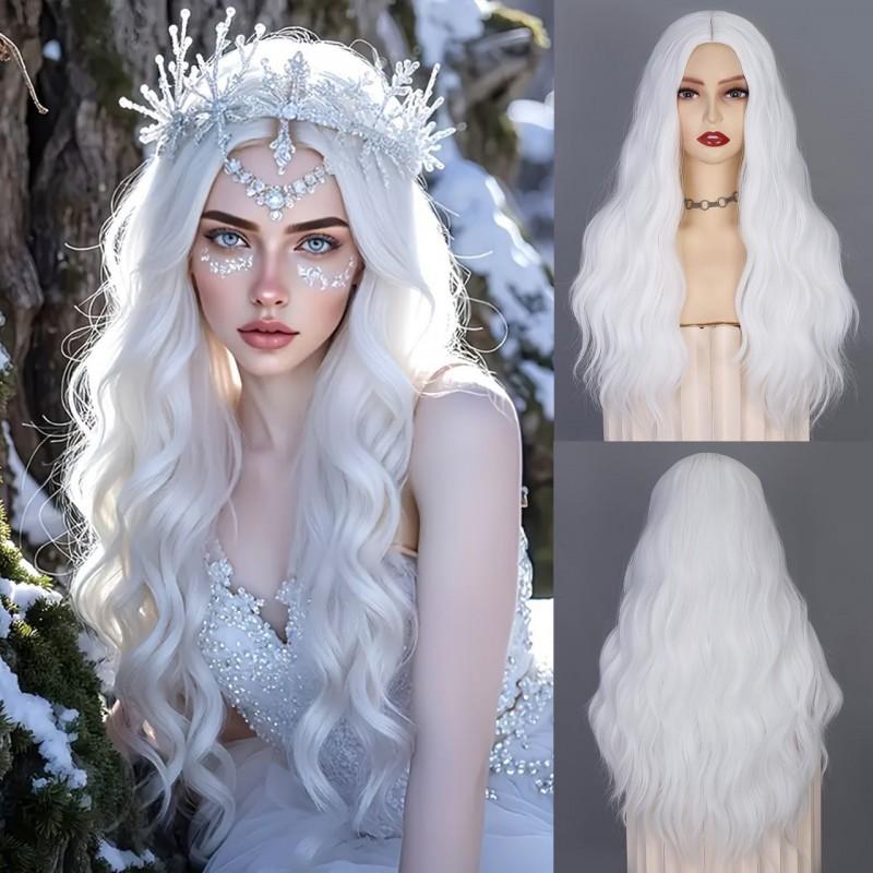 Long Curly Wig Middle Part Corn Perm Cosplay High Temperature Fiber