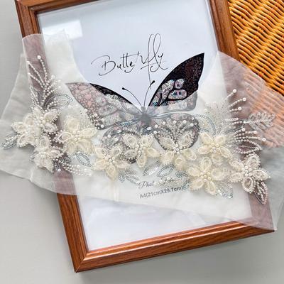 Dentelle d'usine Décalque de perles Maille Broderie de perles Broderie tridimensionnelle Accessoires DIY Vêtements Accessoires de mariage