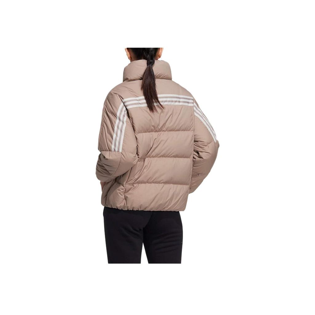 adidas Originals Classic Three Stripes Warm Puffy Down Coat Casual Outerwear Women Dark Brown HN2111