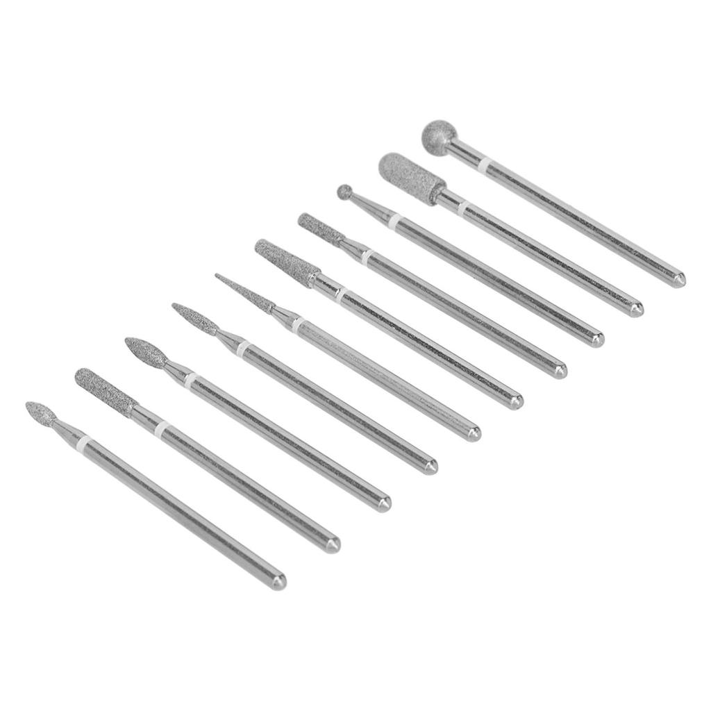 10pcs Professional Emery Nail Drill Bits Set Home Salon Novice Cuticle Remover Bits Nail Art Tool