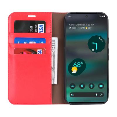 For Google Pixel 8a Phone Wallet Case Split Leather Cover Crazy Horse Texture