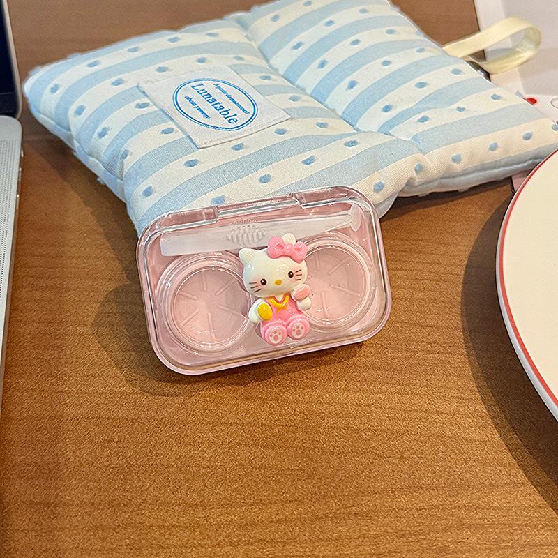 

1/2 шт. Sanrio Аниме Hello Kitty Контейнер для контактных линз Дорожный Портативный Пластиковый Контейнер для линз Kt Простой Красота Хранение Зрачков розовый