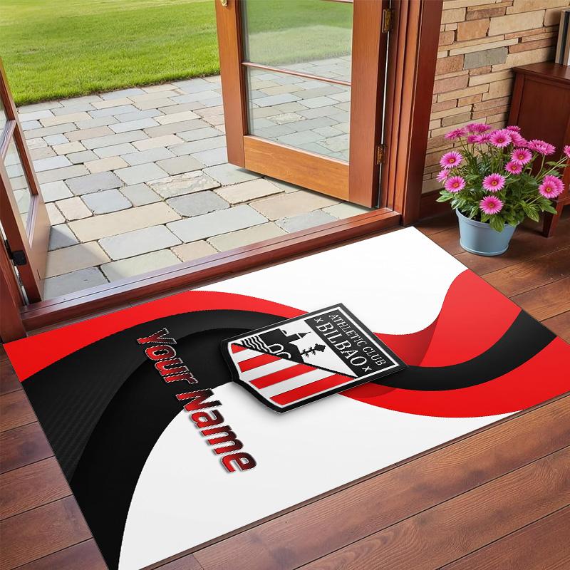 Crystal Velvet Rug Custom Name Text, Soft Non Slip Floor Mat Home DecorAthletic Bilbao FC