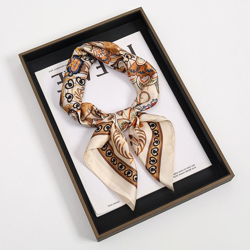 2024 Luxury Square Silk Scarf for Women Hijab Hair Bands Neckerchief Female Satin Shawl Ribbon Headband Fashion Wraps Bandana