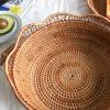 Decorative Handwoven Rattan Storage Tray Round Fruit Cake Wicker Storage Baskets Dinner Serving Tray Breakfast Bread Food Plate