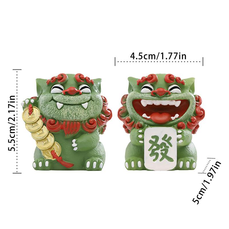 2Pcs Mascot Ornament Chinese Style Lucky Dancing Lion Model Decoration Holiday Gifts Office Decorations