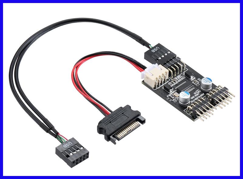 USB 2.0 9-Pin to Dual 9-Pin Expansion Hub for Motherboards