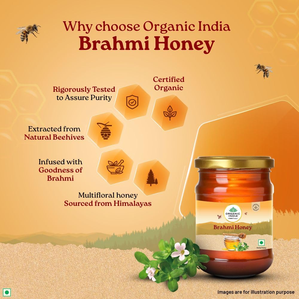 Organic India Brahmi Honey Organic Certified Multi Floral Honey For Daily Wellness Support 125 g Pack Of 1