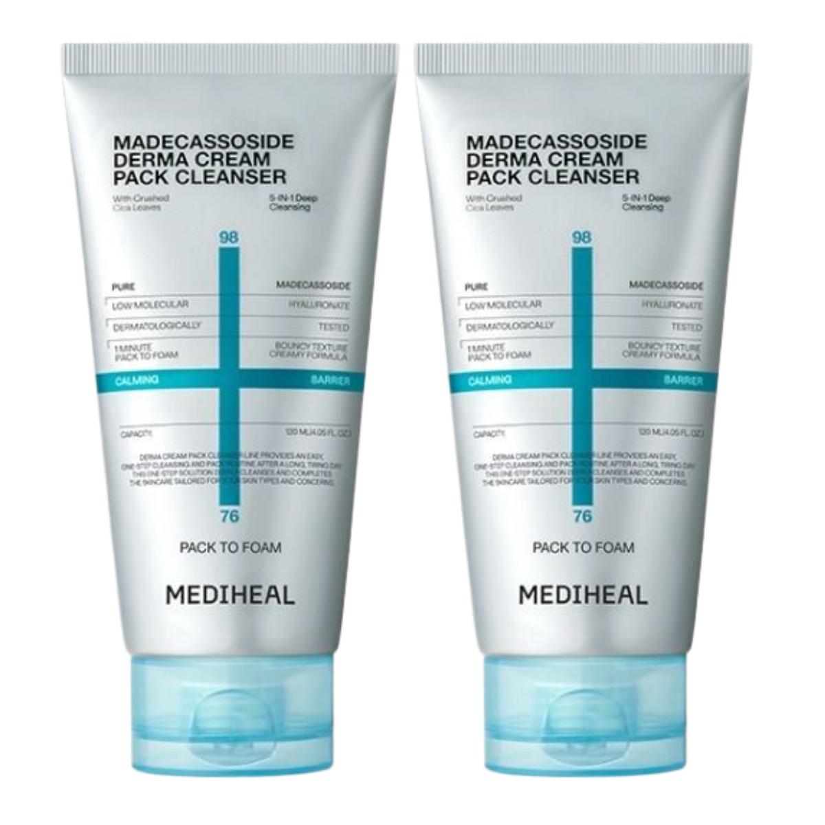 Mediheal Derma Cream Pack Foam Cleanser Madecassoside Skin-Smoothing Purifying Face Wash 240ml (120ml x 2ea)