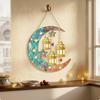 Gold-Tone Moon Hanging Ornament with Lanterns Vibrant Suncatcher