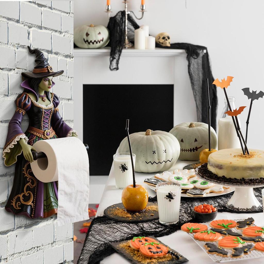 Witch Tissue Holder, Toilet Paper Rack, Wall-mounted Storage, Resin Carving Shower Room RV Home Bathroom Use.