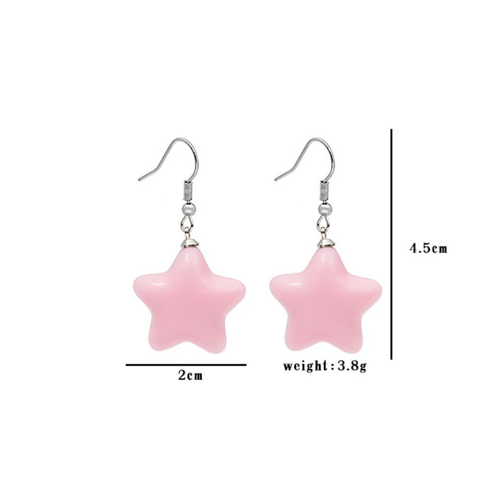 Korean Stereo Cartoon Candy Color Resin Star Dangle Earrings for Women Students Cute Creative Earrings Jewellery Accessory Gifts