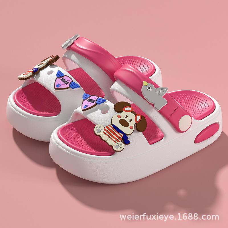 

Children s summer cartoon cute sandals for boys and girls, suitable for indoor and outdoor wear, non-slip soft-soled baby slippers 18-19Code【Inner Length1
