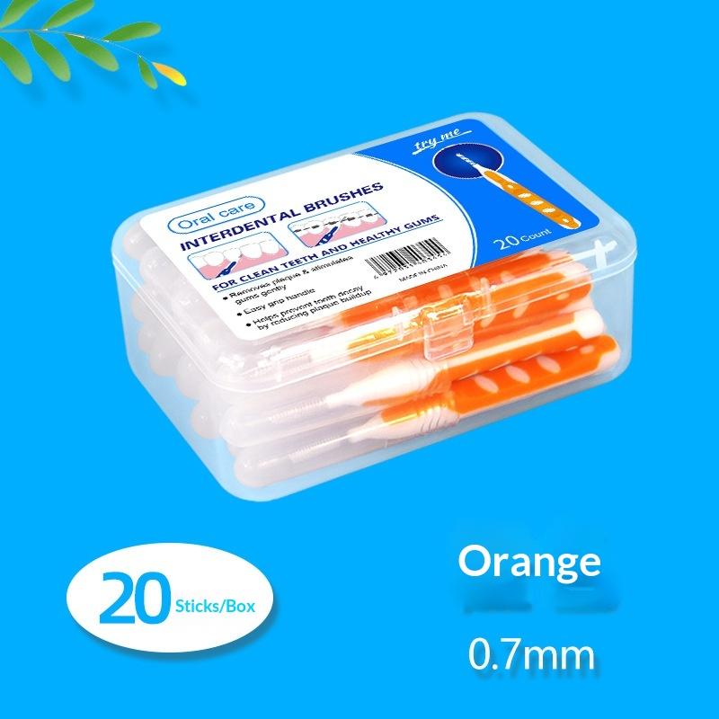 

20Pcs/Box Interdental Brush Dental Teeth Brush Oral Cleaning Tool Removes Food And Plaque Cleaning Tools Soft Micro Brushes оранжевый