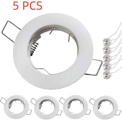 5Pcs Recessed LED Downlight Mounted Frame Round with MR16 Lamp Holder Cut Hole 60mm Ceiling Spot Lights Fitting Fixture