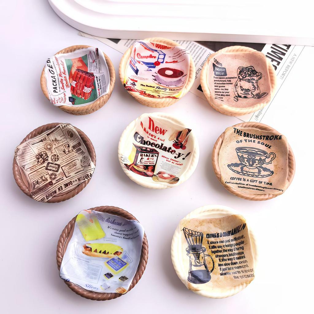 Creative DIY Resin Miniature Food and Newspaper Placemat Ornaments