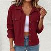 Corduroy Jacket Women Long Sleeve Button Down Cropped Jacket