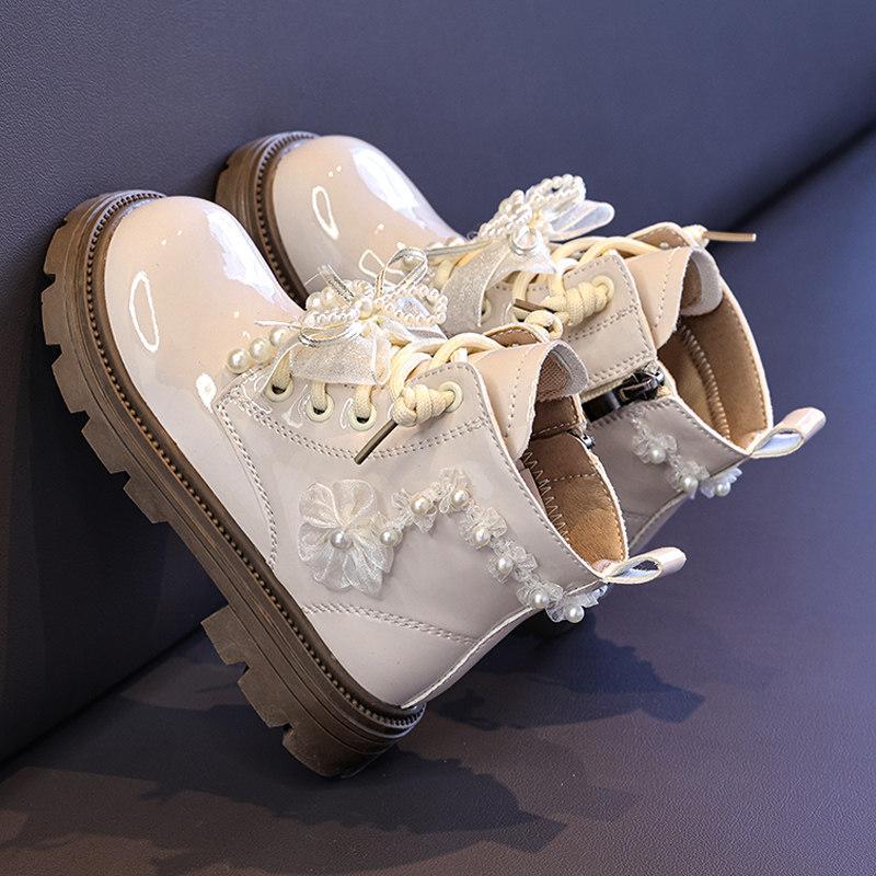 Kids Fashion Pearl Ankle Boots Spring Soft‑sole Princess Short Boots for Girls
