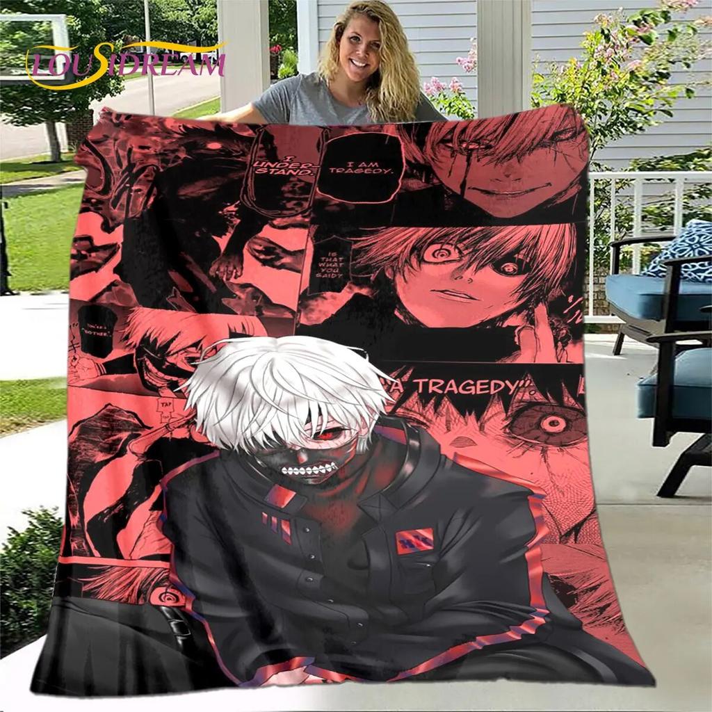 Tokyo Ghoul Japan Anime Cartoon Soft Plush Blanket,Flannel Blanket Throw Blanket for Living Room Bedroom Bed Sofa Picnic Cover