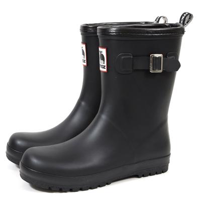 Akiriko MOZ Women's Engineer Rain Boots, Mid-Length, One-Piece Molded, Black, Size S