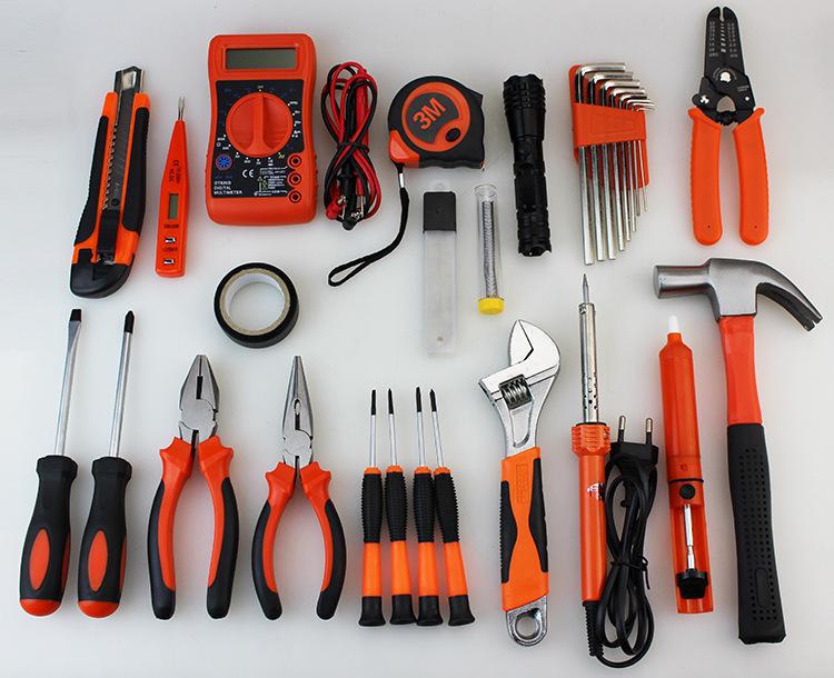 Household Hardware Tool Set: Electric & Impact Drill Combo with Toolbox for Vehicle Repair