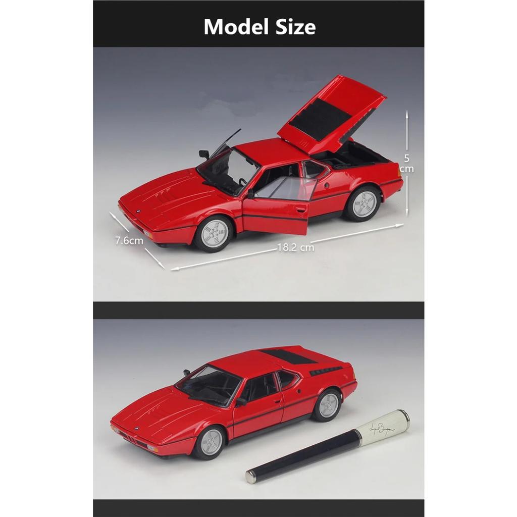 WELLY 1/24 BMW M1 Alloy Classic Sports Car Model Diecast Metal Racing Car Vehicle Model Simulation Collection Childrens Toy Gift