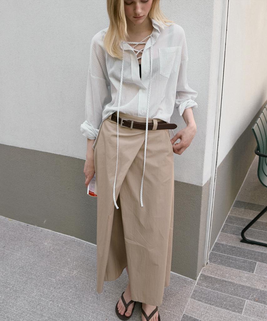 Sigreat Drape Wrap Skirt_Beige
