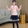 Children's Spring Bottoming T-shirt Lace Lapel Blouses Baby Girls Long-sleeved White Shirt Kids Tops