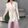 Womens V-Neck Oversized Wrap Tie Waist Coat Winter Floral Print Loose Chic Outerwear