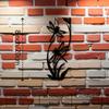 1pc 2D Flat Black Metal Wall Art Dragonfly on Flower Stem Durable Iron Sign Outdoor Indoor Garden Decor Living Room Patio Spring