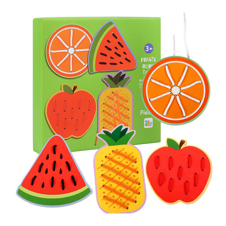 Holz Schnürspielzeug Montessori Sensorikspielzeug Nähkarten Schnürspiel für Kinder Vorschullernaktivität Feinmotorik