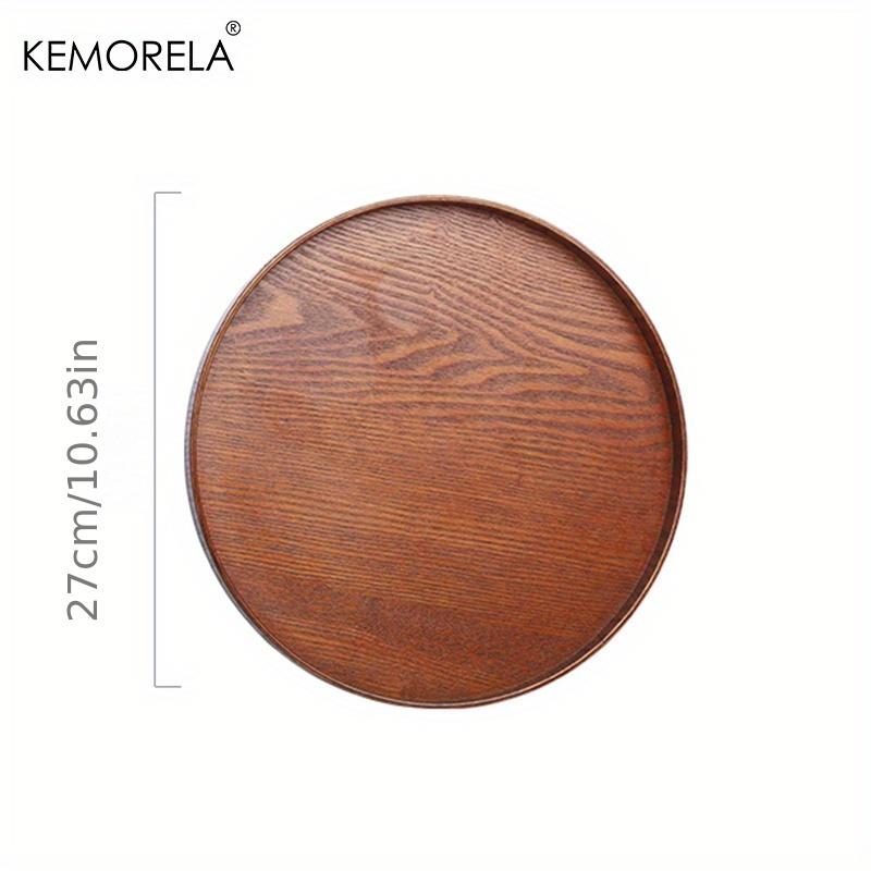 Kemorela 4 Sizes Round Acacia Wood Serving Tray Decorative Tray Farmhouse Candle Holder Tray for Kitchen Counter Home Decoration