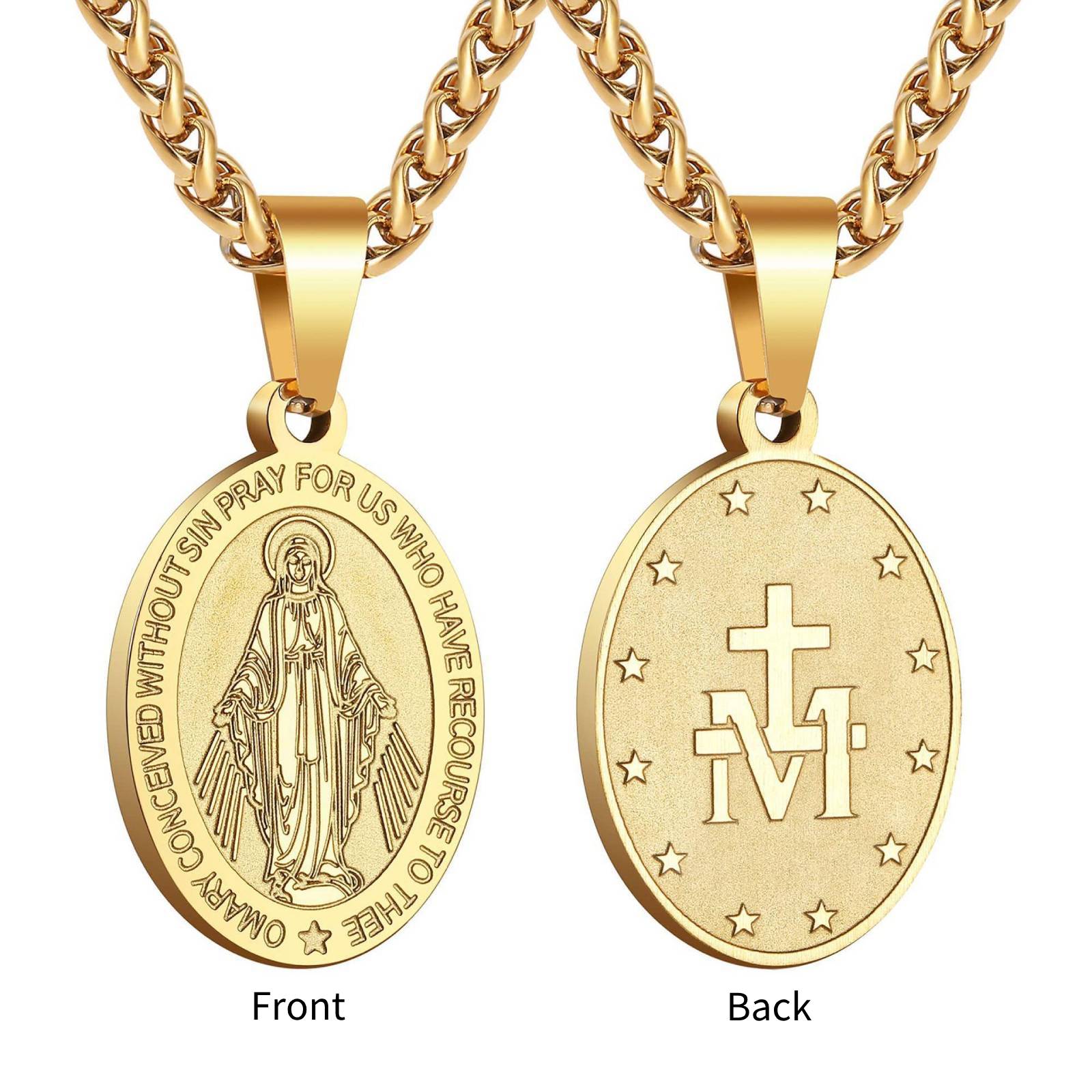 Virgin Mary Pendant Necklace for Women Amulet Christian Prayer Stainless Steel Jewelry Gift