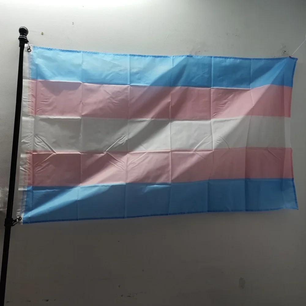 LGBTQ Trans Rainbow Pride Flag 3x5ft/90x150cm Polyester Vibrant Colors for Outdoor Indoor Decor Durable&Weather-Resistant Banner