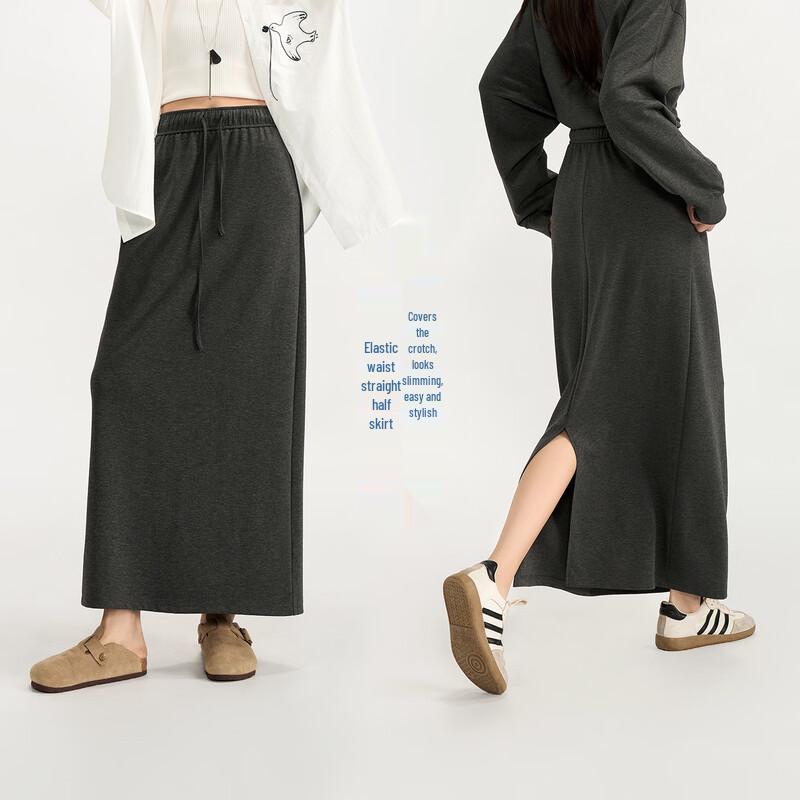 YERAD Elastic Waist Straight Midi Skirt