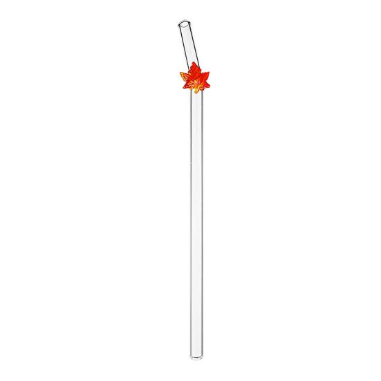 

Fruit Shape Glass Straw with Lemon Strawberry Cherry Designs Reusable Drinking F