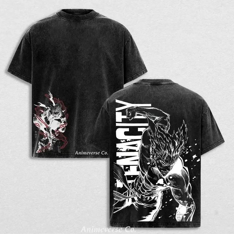 Garou One Punch Man Clothing Men Short Sleeve Manga T-shirts Vintage Washed T Shirt Casual Loose Cotton Tee Harajuku Male Tshirt