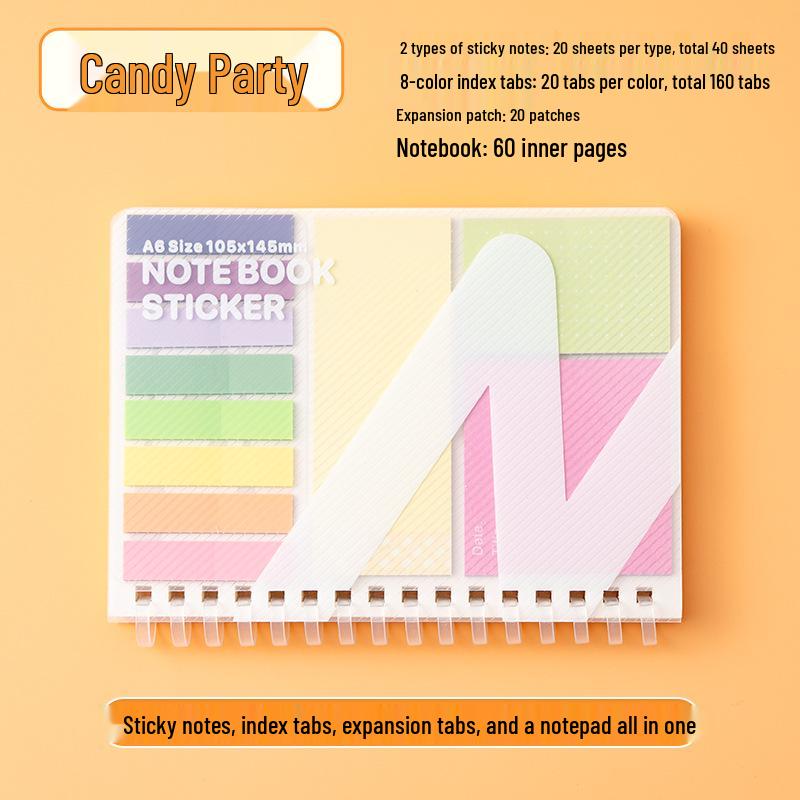 Multi-Functional Sticky Note Book with Tabs and Lined Pages (220 Sticky Notes + 60 Pages)/Book